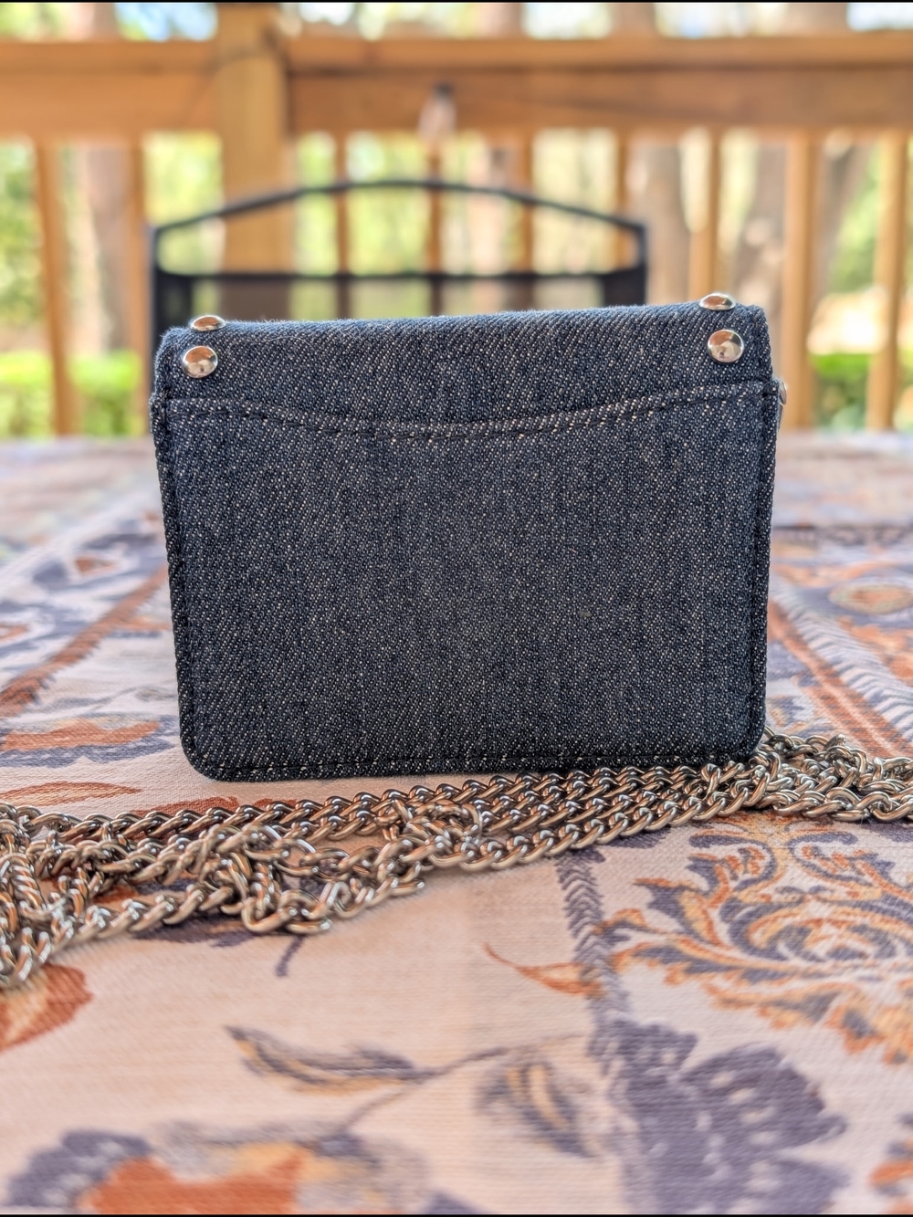 Coach Dark Blue Denim Studded Crossbody Wallet - Picture 3 of 6